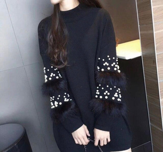 Pearls Don’t Lie Sweater - Black