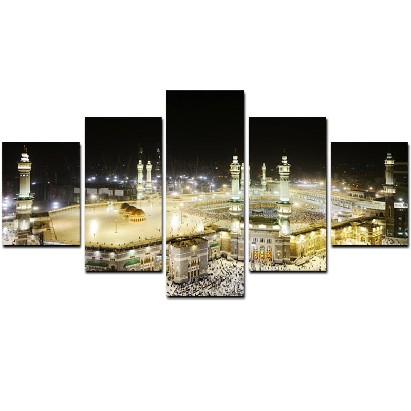 5 Panel Mecca Islamic Wall Art